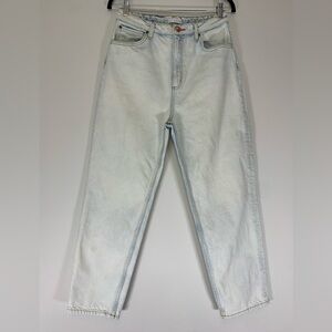 Sandro Paris Light Wash Straight Leg Jeans - Red Elephant Button - Size EU40